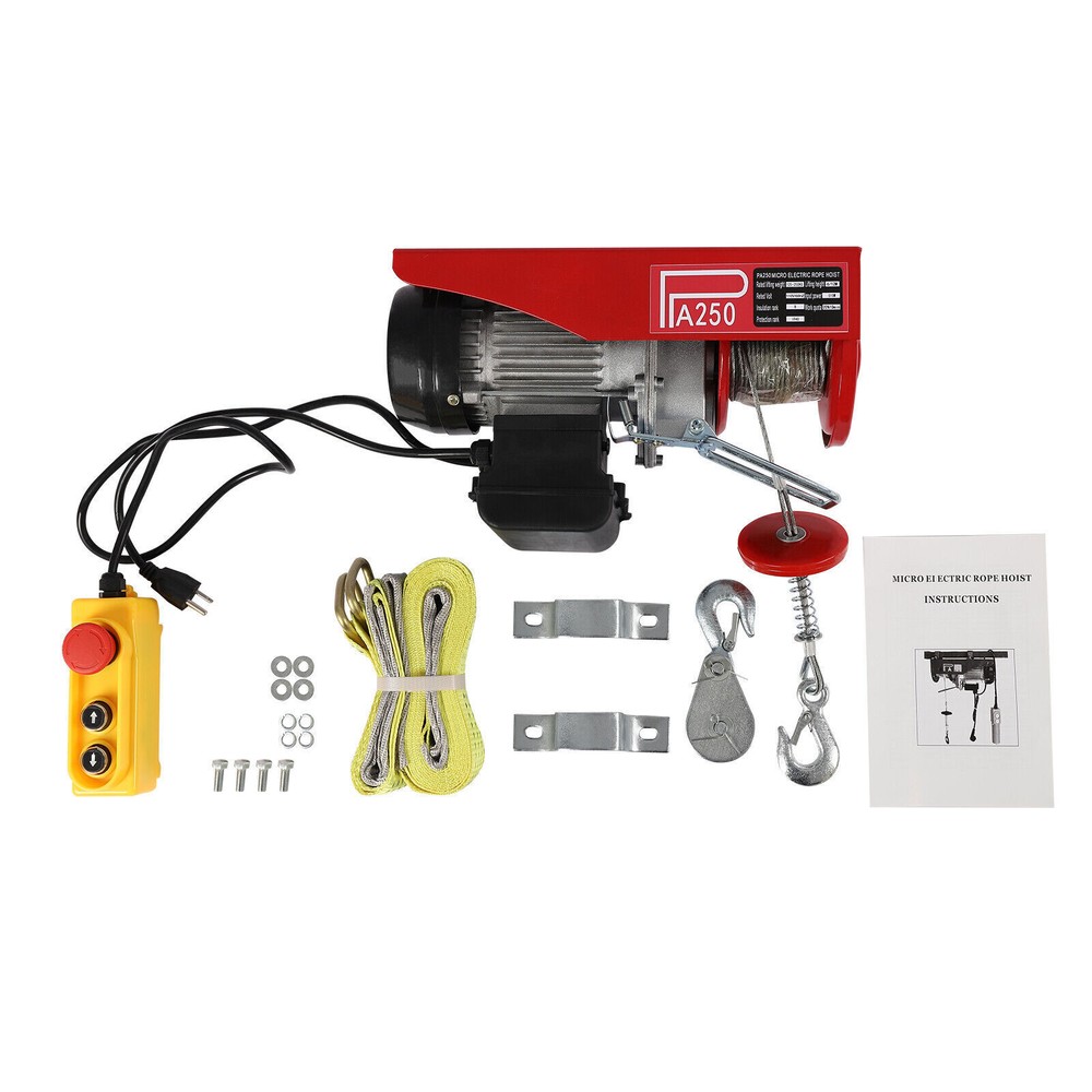 550LBS Electric Hoist Winch Engine Crane with Wireless 110V