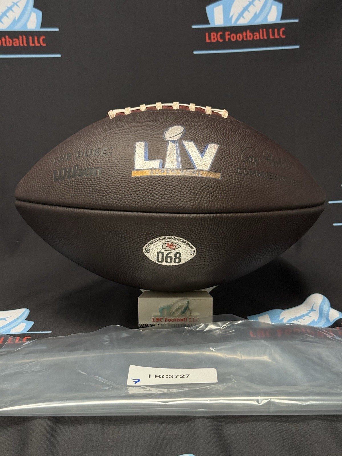 Kansas City Chiefs Game Issued Super Bowl LV Game Ball #068 Wilson Duke Football