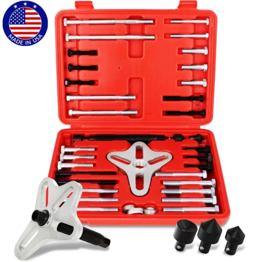 46Pc Harmonic Balancer Gear Puller Steering Wheel Kit with Case