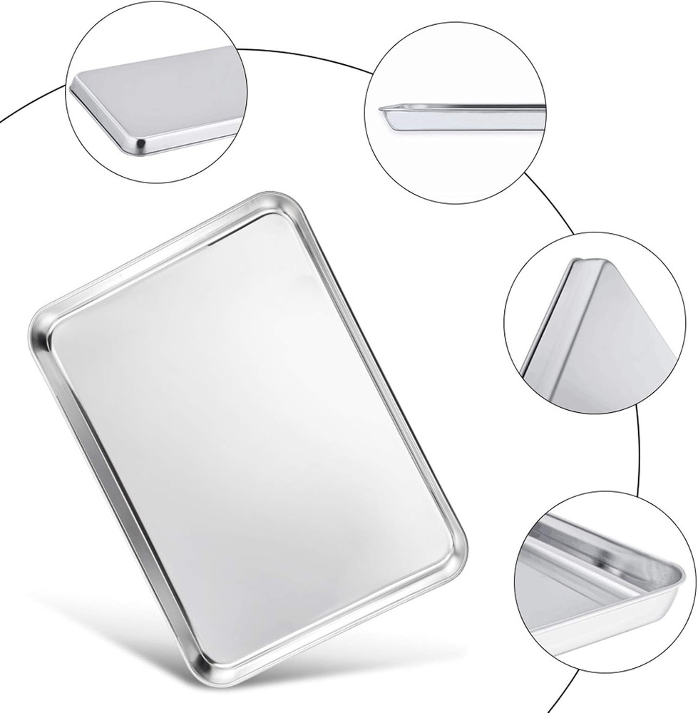 Baking Sheet, 20’’×14’’×1’’, Cookie Sheet Half Sheet Baking Pans Stainless St...