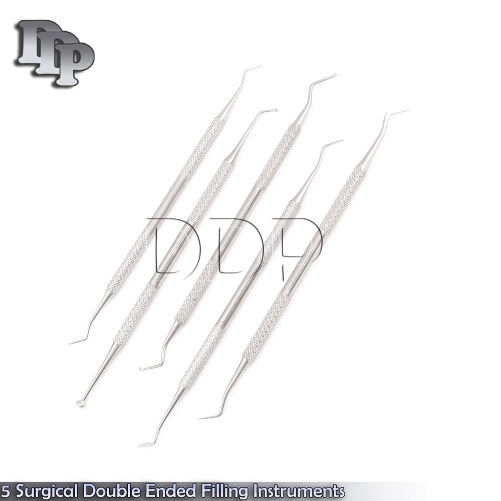 5 Surgical Double Ended Filling Instruments Dental Amalgam Plugger PR-0088