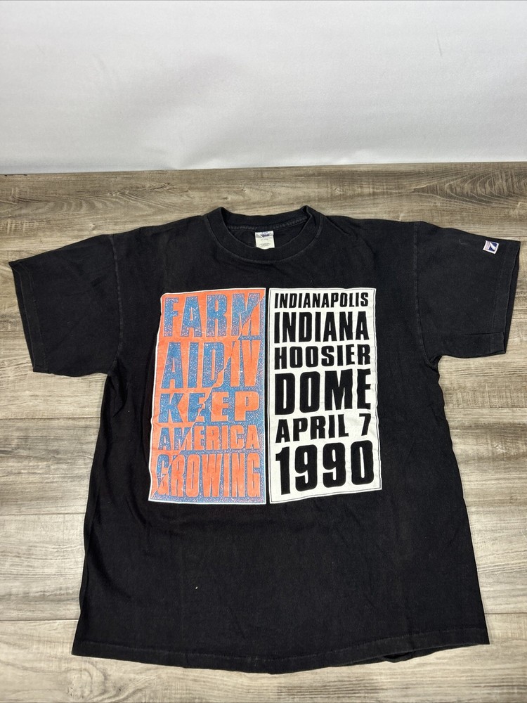 1990 FARM AID IV Indy WILLIE NELSON NEIL YOUNG GUNS N' ROSES (XL)T-Shirt USA
