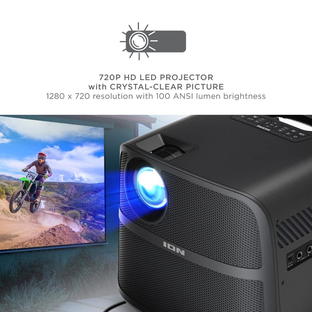 ION Audio Projector Deluxe HD Battery/AC Powered 720p HD LED Bluetooth-Enabled