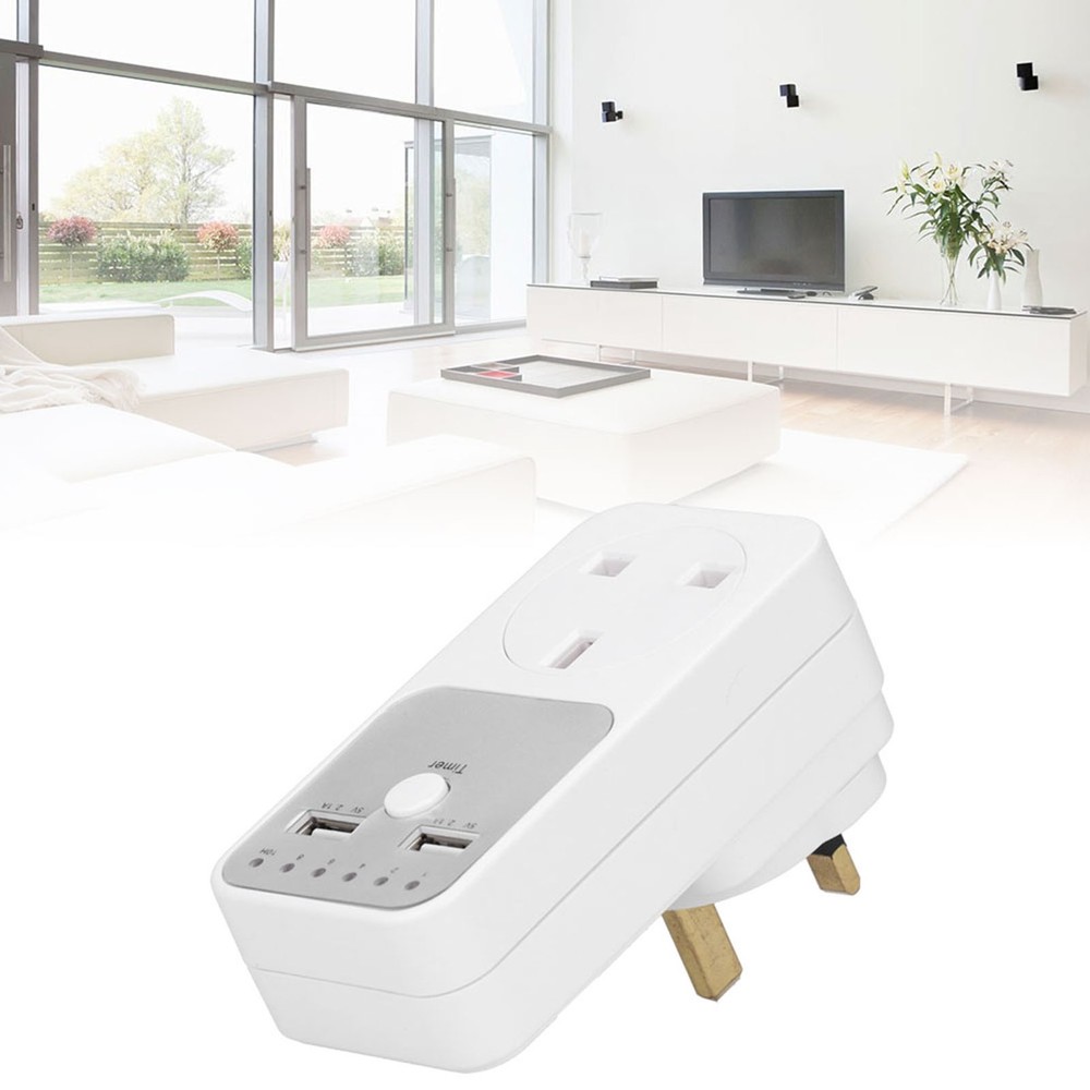 Digital Countdown Timer Socket With USB Ports For Home Appliances Energy Saving