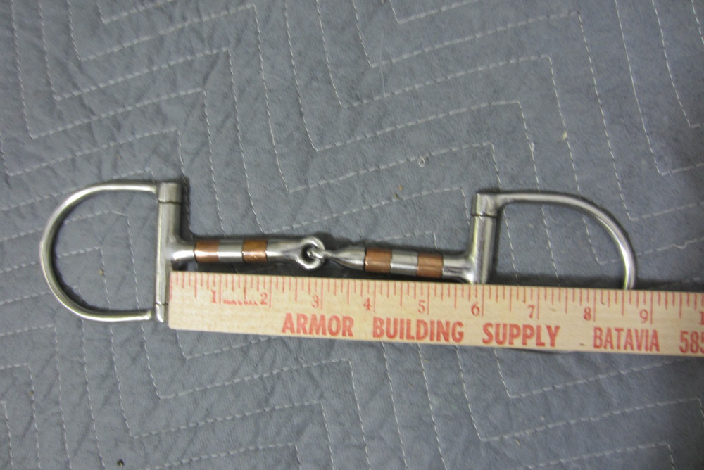 5.75" D Ring Horse Snaffle Bit w/Copper Rollers Stainless Steel