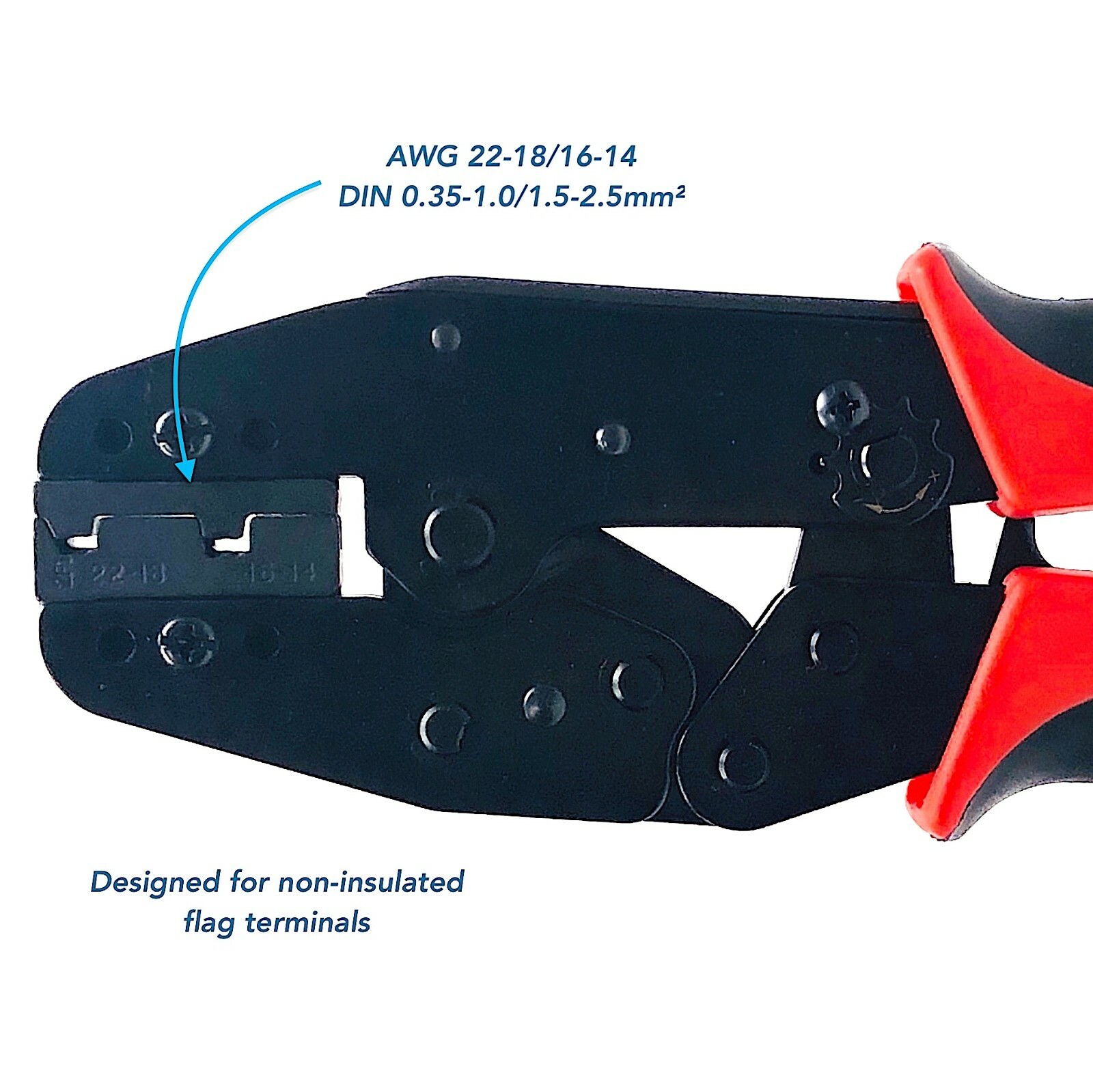 Ratchet Crimp Tool Crimper Non-Insulated Flag Wire Terminal AWG22-14