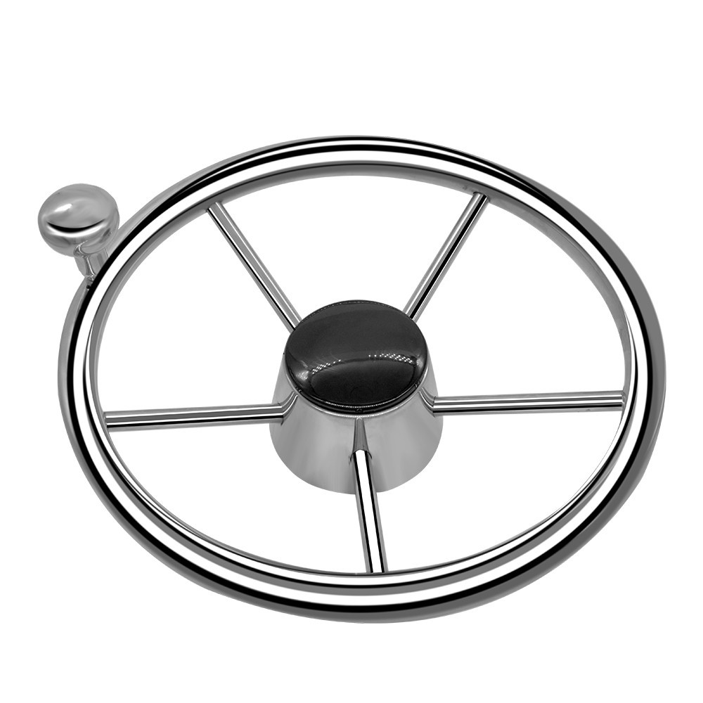 Boat Steering Wheel 5 Spoke 11 inch Stainless Steel Destroyer Style Marine Knob