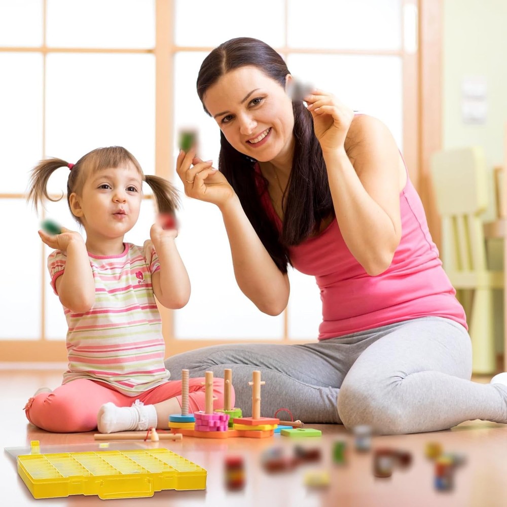 2 Pcs Large 48 Grids Plastic Storage Bead Organizer Box Tackle Box Compartment