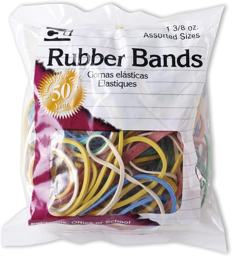Charles Leonard Rubber Bands, 1 3/8 Ounce Bags, Assorted Assorted,