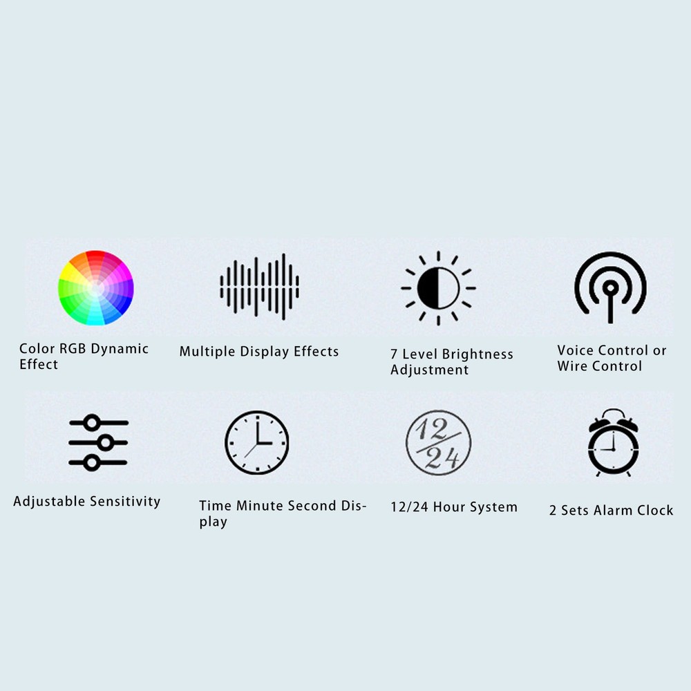 Music Spectrum Display 384 LED 1624 Segment Rhythm Light Level Voice Sensor WT
