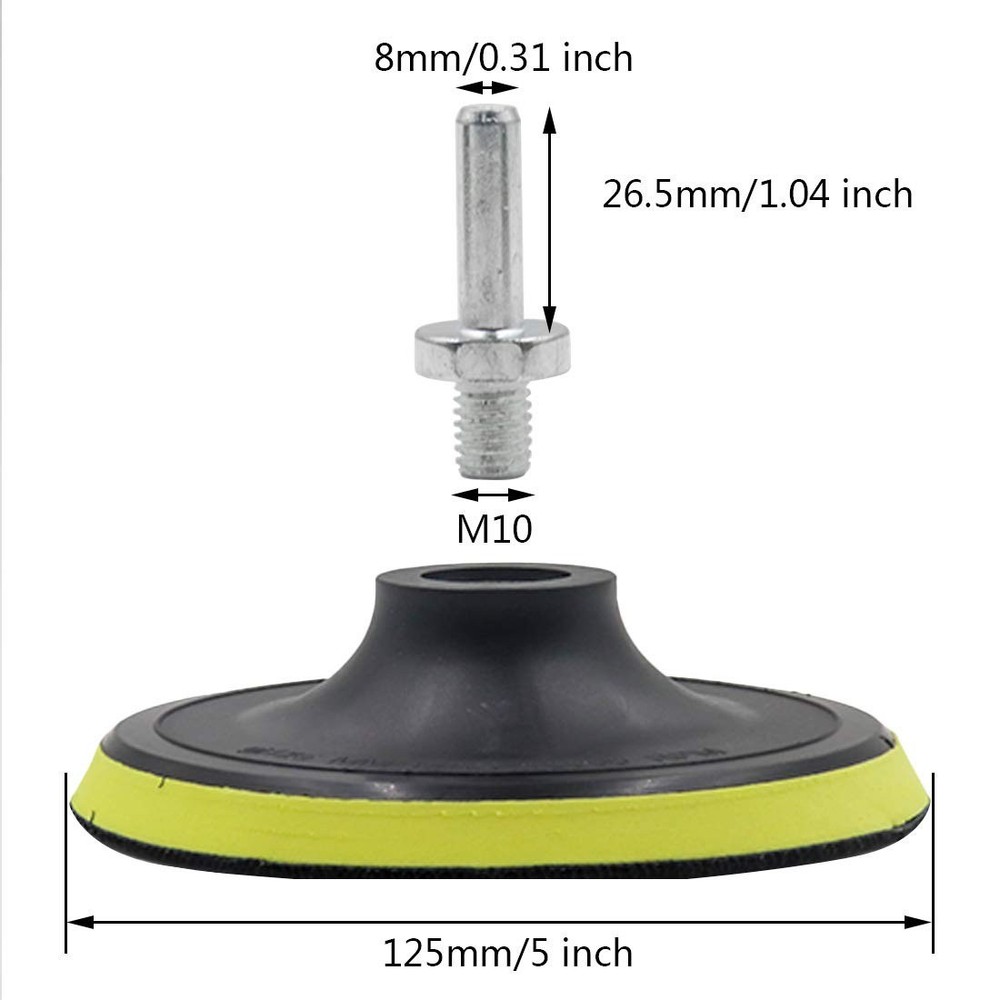 2 Pcs 5" Hook & Loop Backing Pad w/ M10 Drill Adapter for Orbital Sander