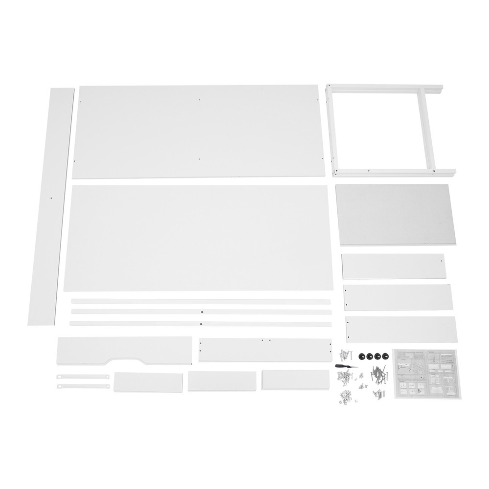 Computer Desk with 2 Drawers & Metal Frame Modern Study Writing Office Table