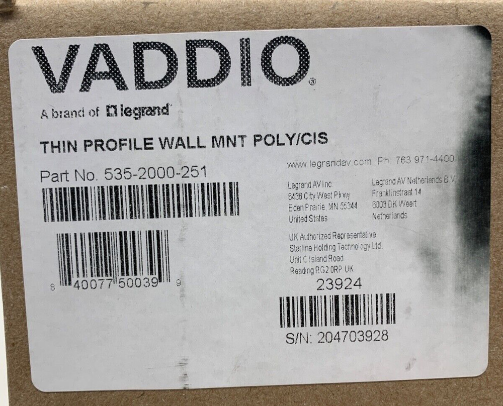 Vaddio Thin Profile Wall Mount / 535-2000-251