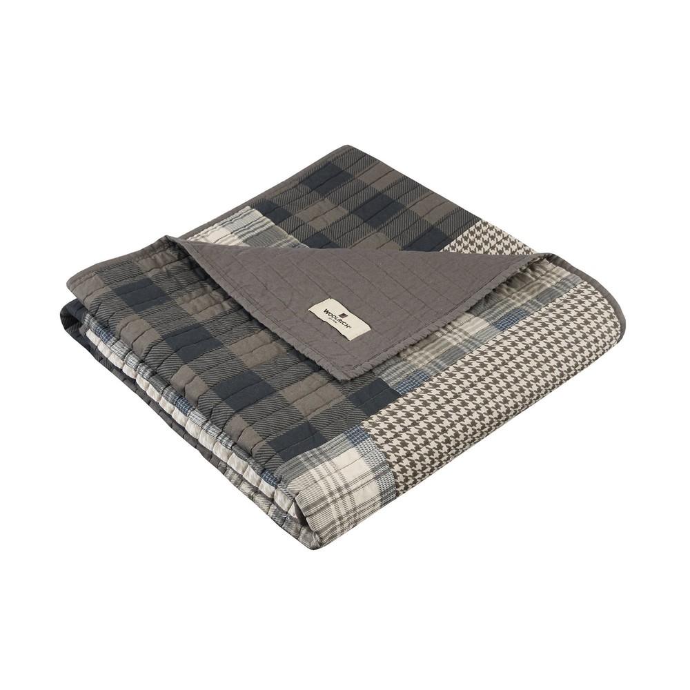 Woolrich Luxury Quilted Throw - Cabin Lifestyle, Patchwork with Moose Design ...