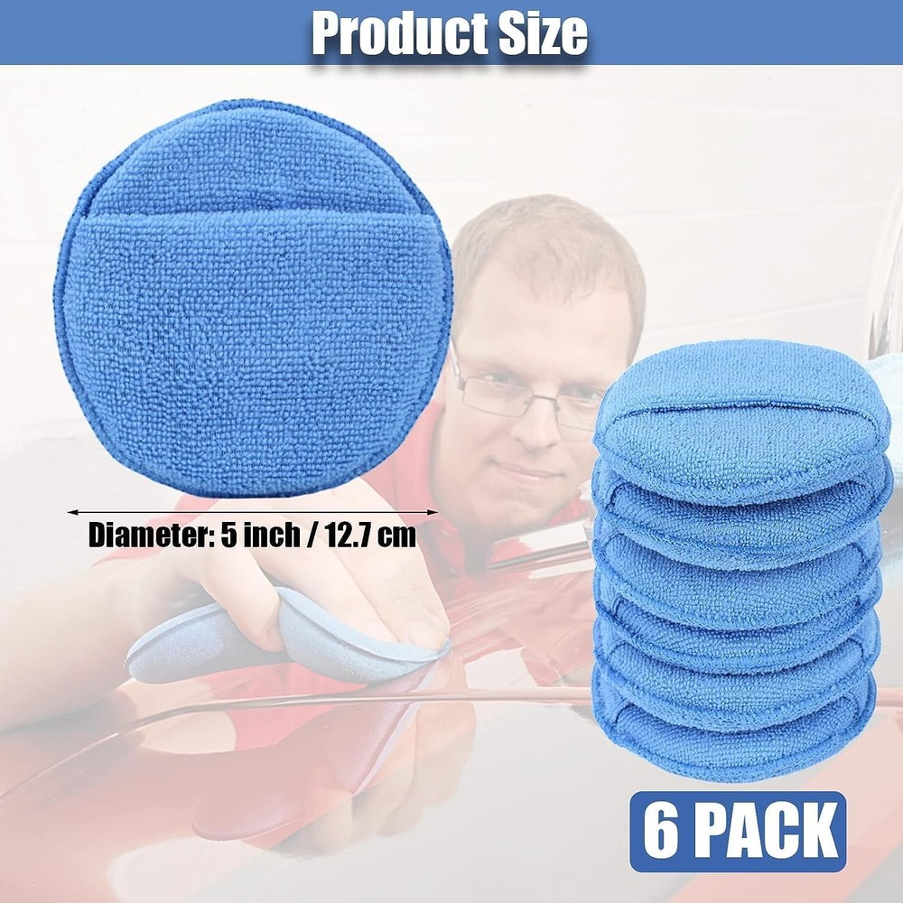 Six-pack microfiber car wax applicator pads.
