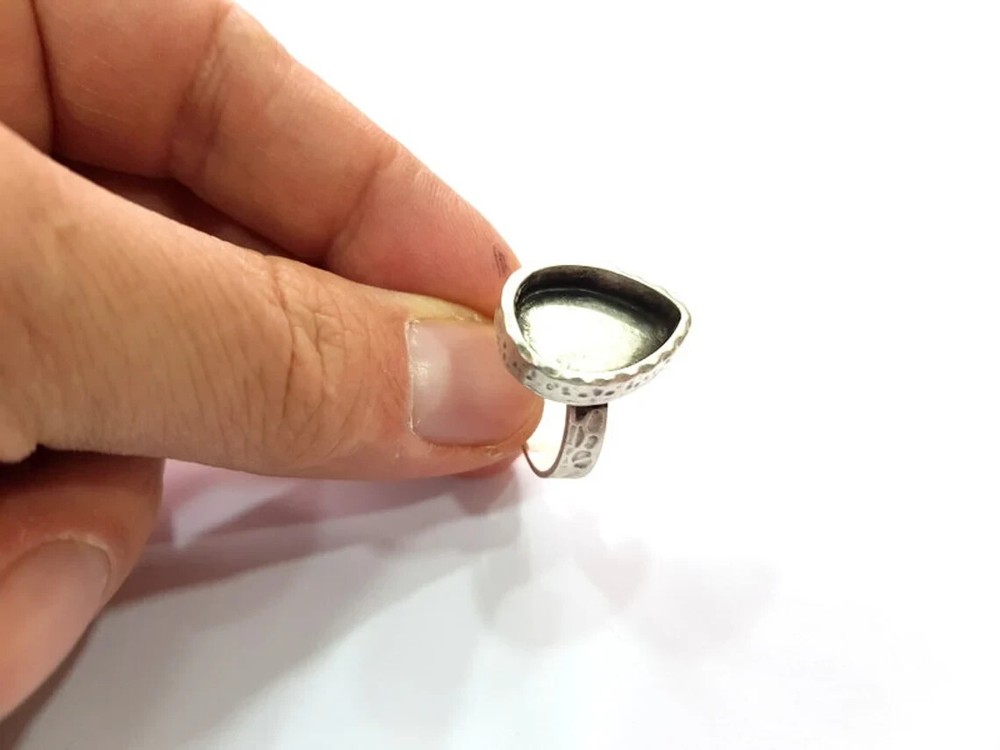 Ring Blank Setting Hammered Ring Base Bezel inlay Ring Backs Glass Cabochon