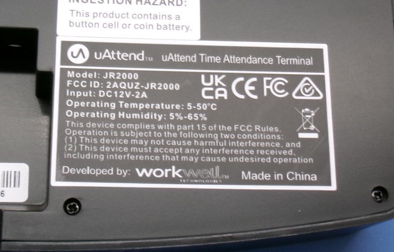 uAttend Cloud Connected Biometric Attendance System | JR2000 | Open Box