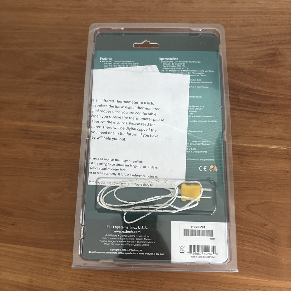 Extech IR267: Mini Infrared Thermometer with Type K