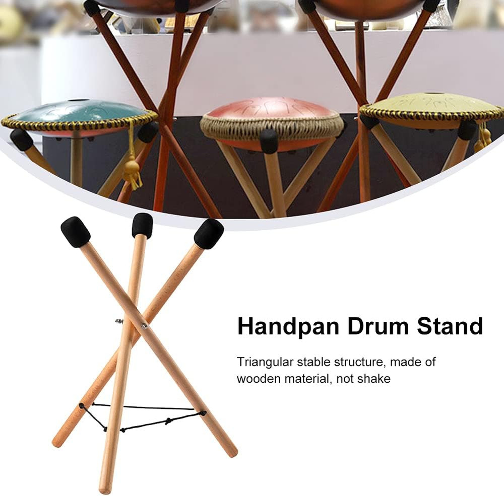 Handpan Drum Stand, Solid Wood Adjustable Triangular Extendable Snare Holder Bra