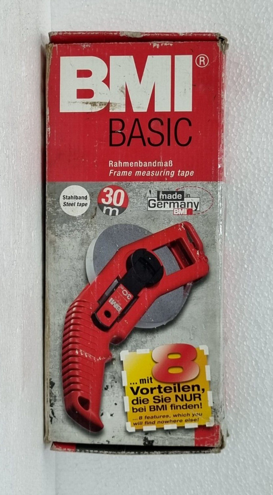 BMI BASIC 30M WHITE STEEL, COMPACT FRAME MEASURING TAPE