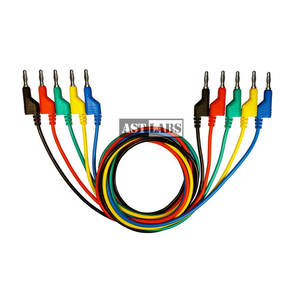 AST Labs Test Lead Stackable Banana Plug 4 mm Patch Cable 5-colors (3 ft)
