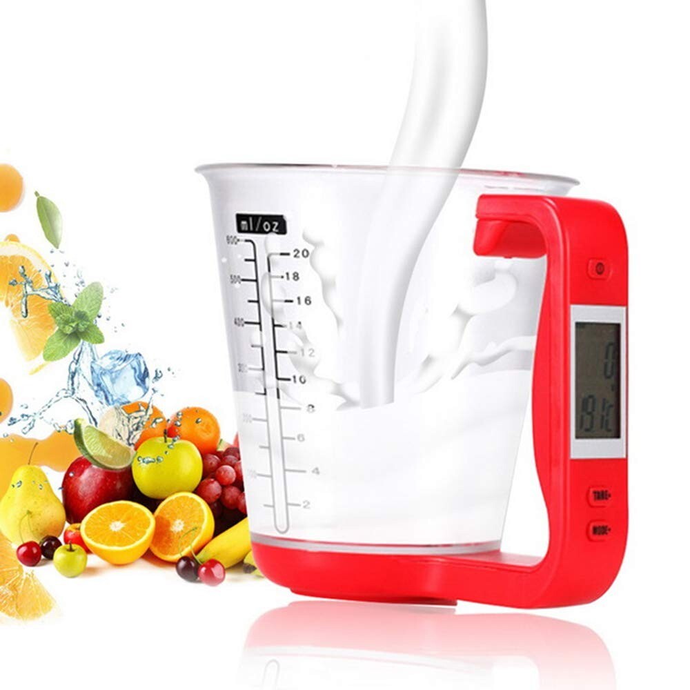 LCD Screen Multi-Functional Digital Kitchen Scale Measuring Cup 100-600ml 1000g