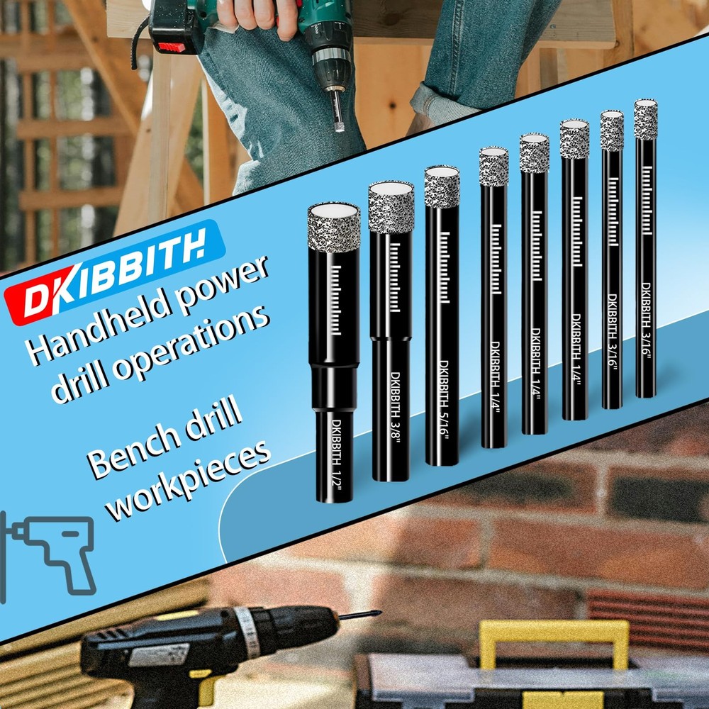 DKIBBITH 5 Packs 1/4" Diamond Drill Bits for Tile, 5 Pcs