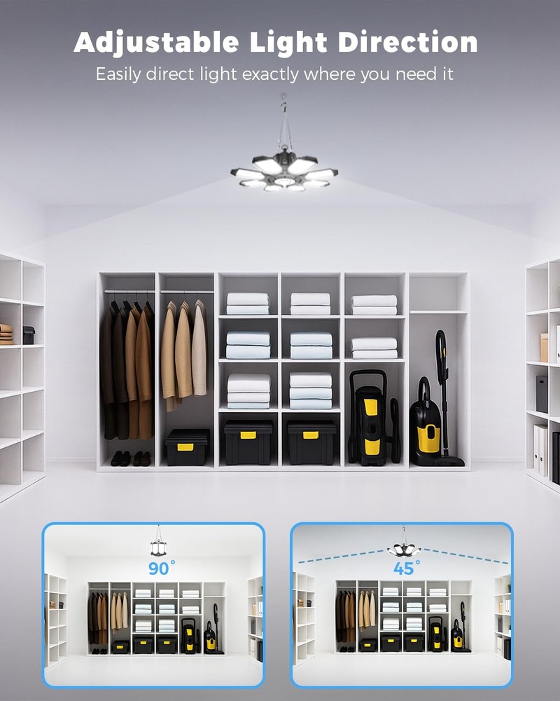 Motion Sensor Garage Light Plug in - 25000LM Motion Sensor Light with 8+1 LED...