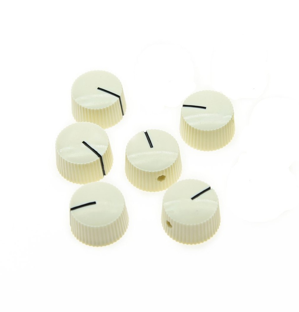 6x Vintage Barrel Guitar AMP Knobs Round Amplifier Knobs w/ Set Screw Aged White