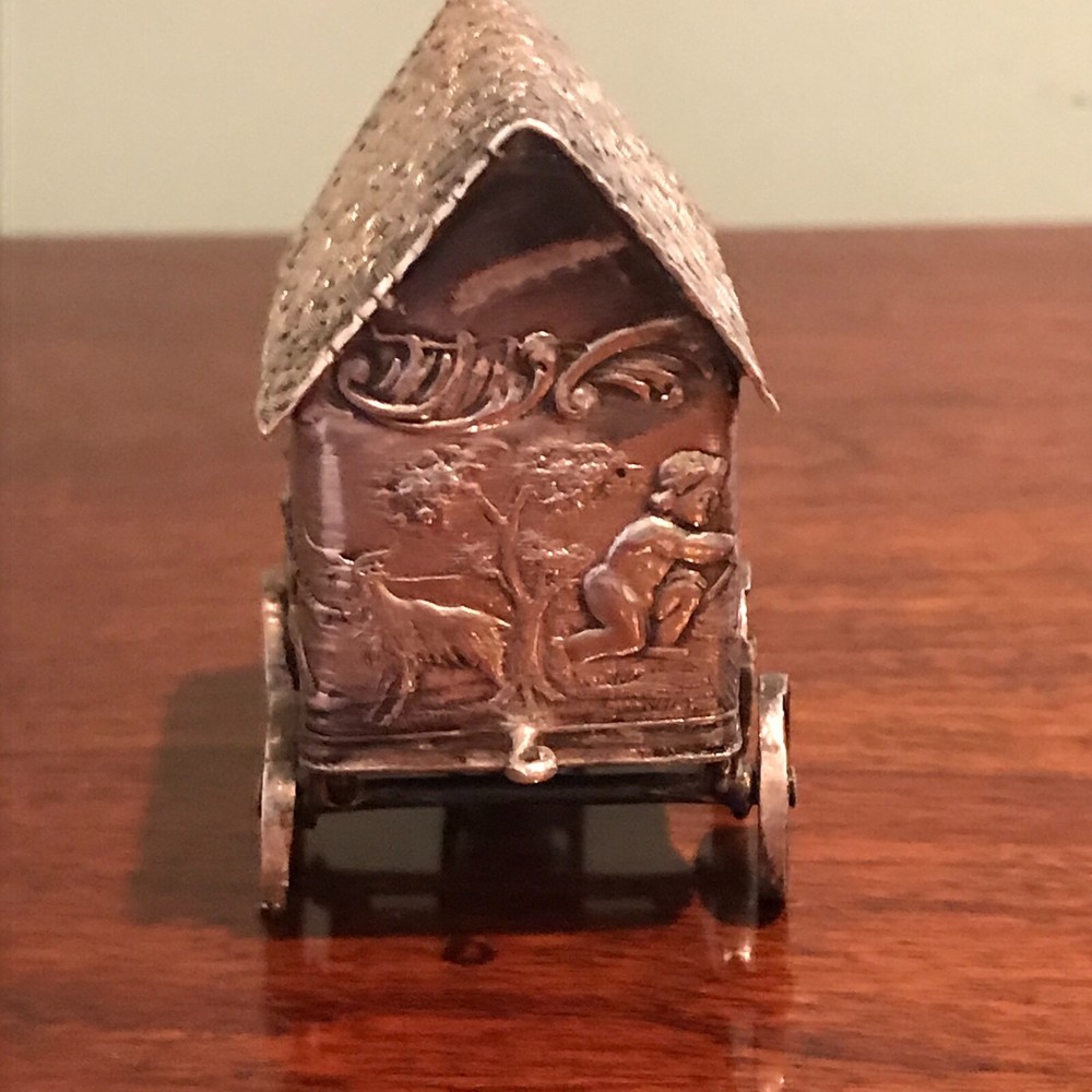 Antique Dutch Silver Miniature Bathing Wagon