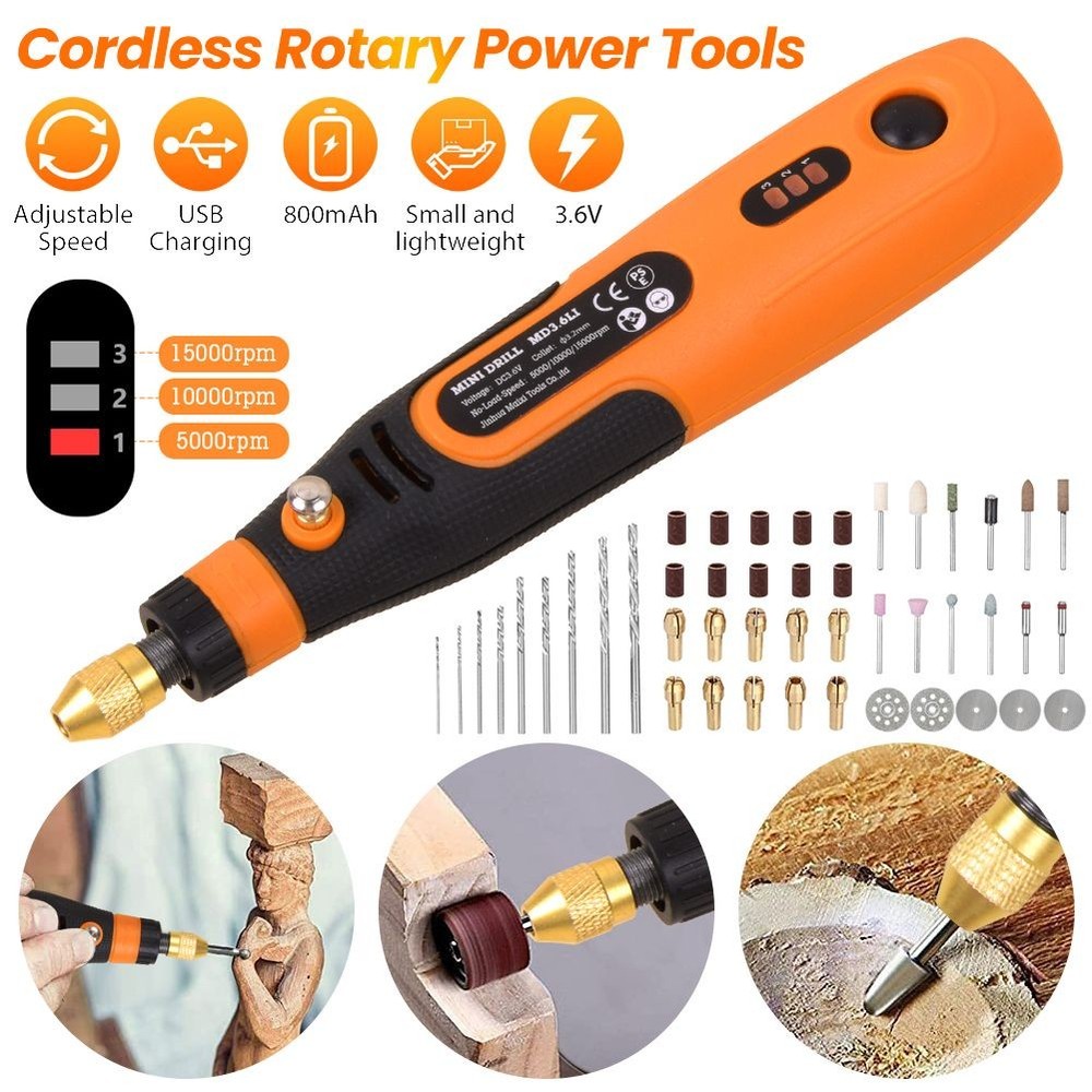 47x Electric Cordless Grinder Rotary Tools Variable Speed Drill Accessories Kit