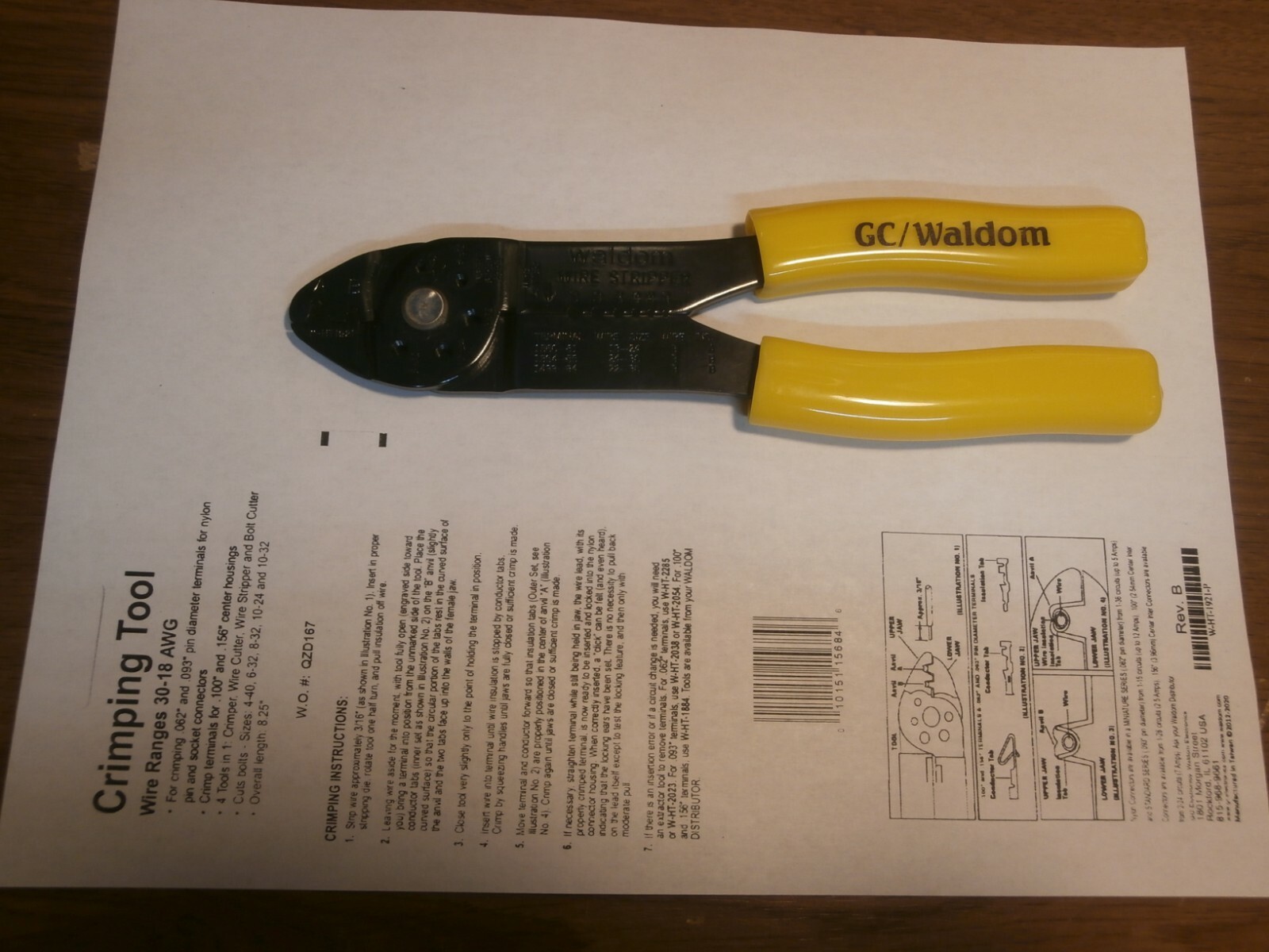Waldom W-HT-1921 Molex .062 & .093 Crimp Tool,Wire & Bolt Cutter,Stripper,New