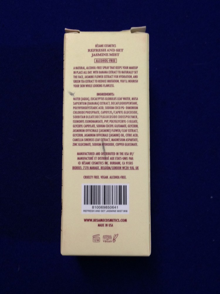 Besame Cosmetics Jasmine Mist Refresh Setting Spray NEW