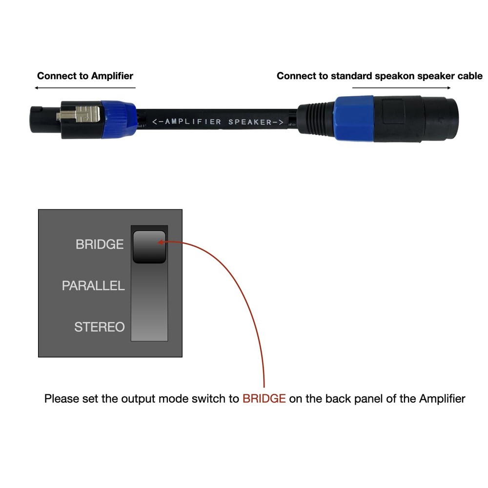 CESS-273 Speakon Mono Bridge Mode Adapter Cable, 2-Pack