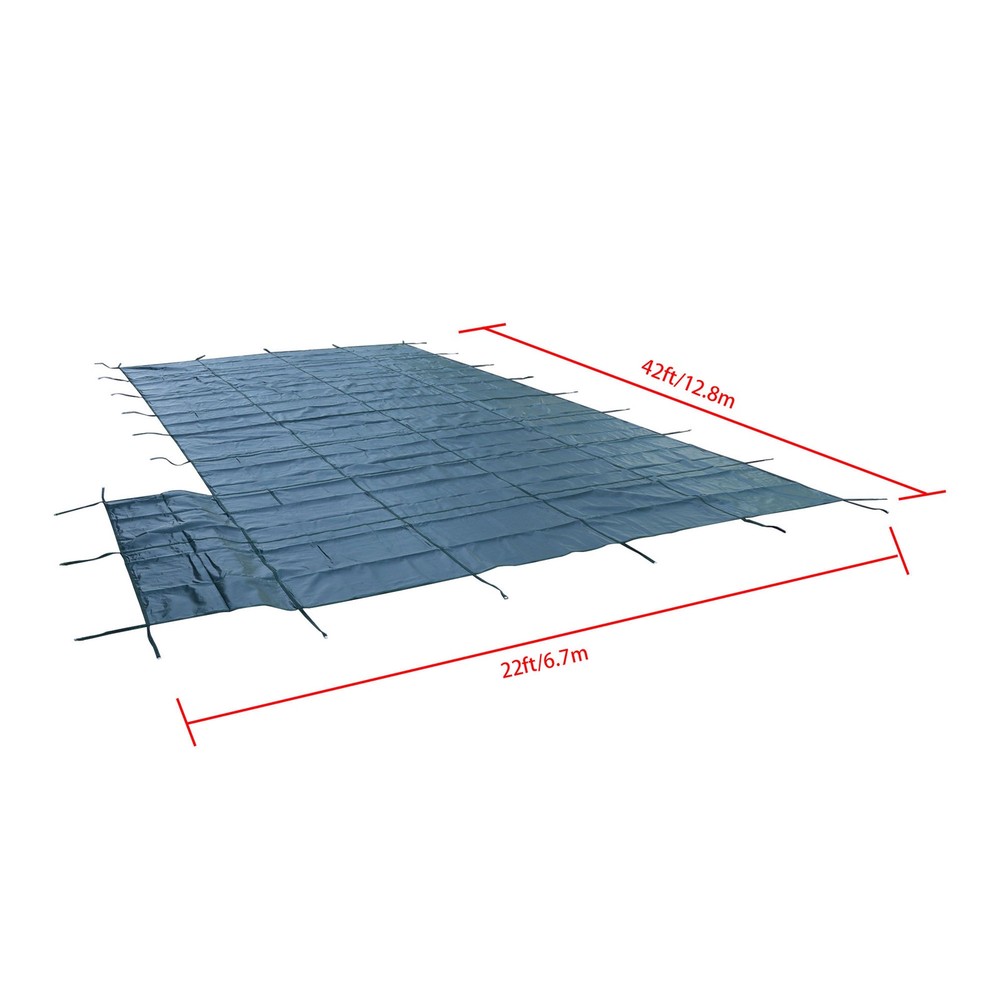 Pool Safety Cover For 20x40ft Rectangular with 4x8ft Center End Step Green Mesh