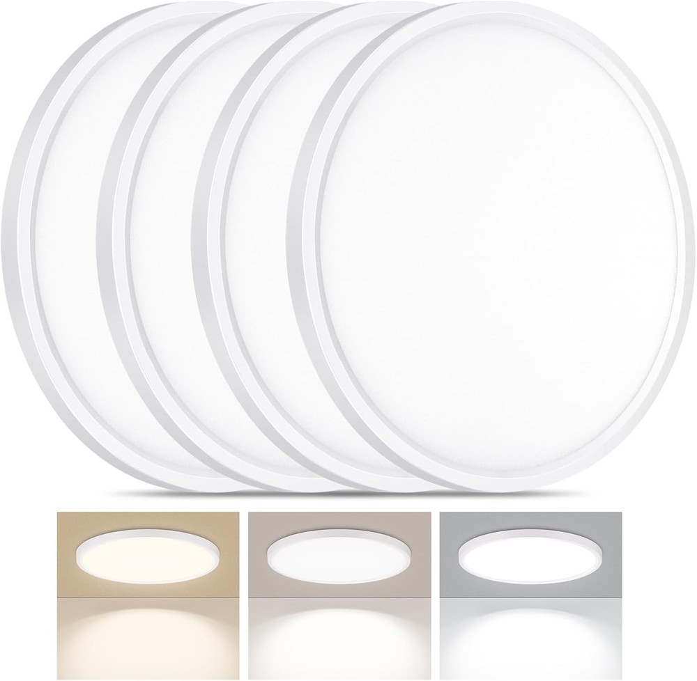 4 Pack LED Flush Mount Ceiling Light 24W Ultra Thin round White 3000K/4000K/6500