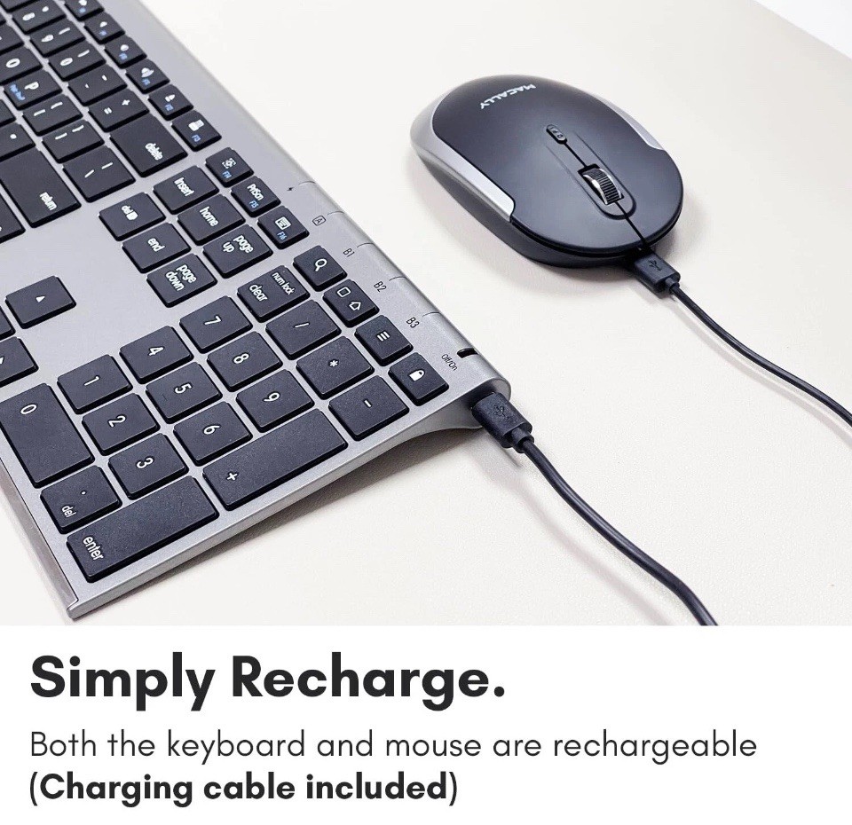 Space Gray Wireless Keyboard and Mouse Set for Mac Bluetooth Multi Device Com...