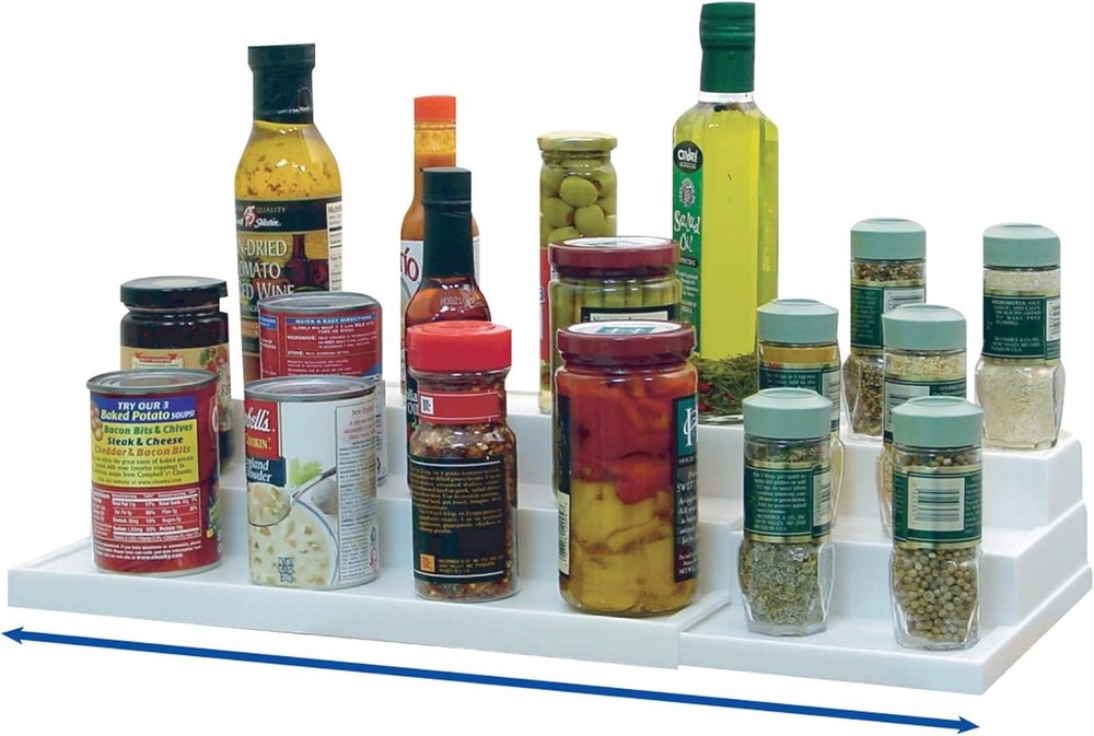 Compact Adjustable Spice Organizer - 3-Tier Storage for Kitchen Cabinets