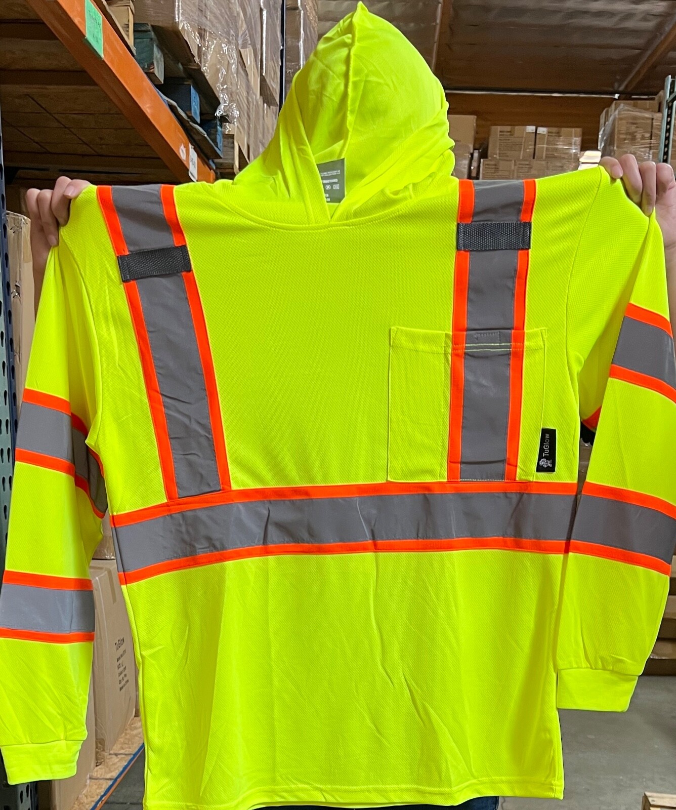 Hoodie Yellow High Visibility Safety Shirt With Reflective Stripes