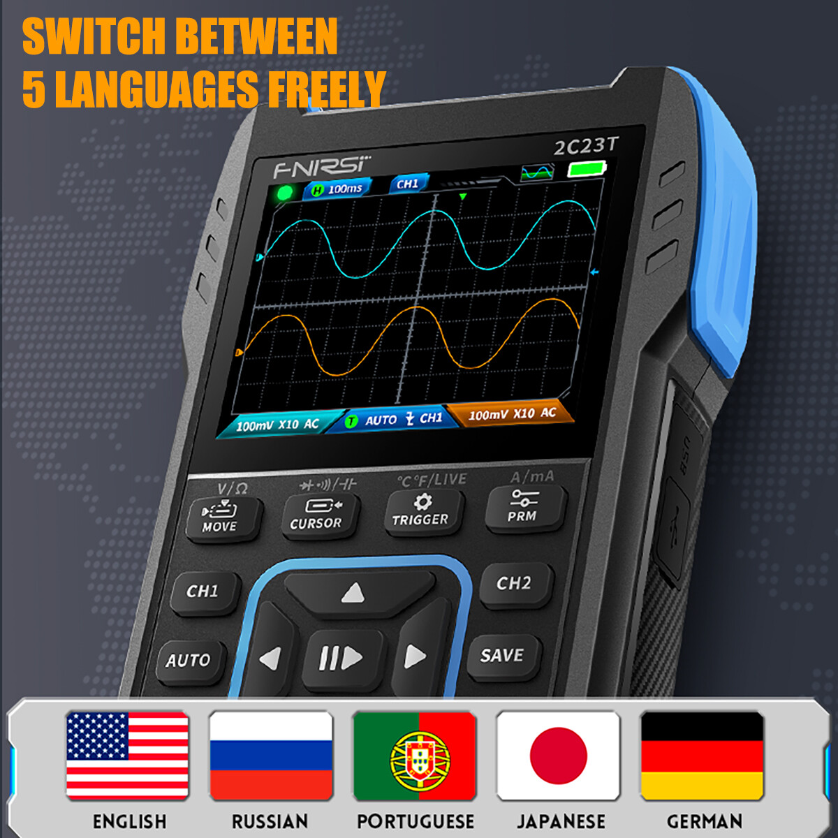 FNIRSI 2C23T Handheld Digital Oscilloscope Multimeter Function Signal Generator*