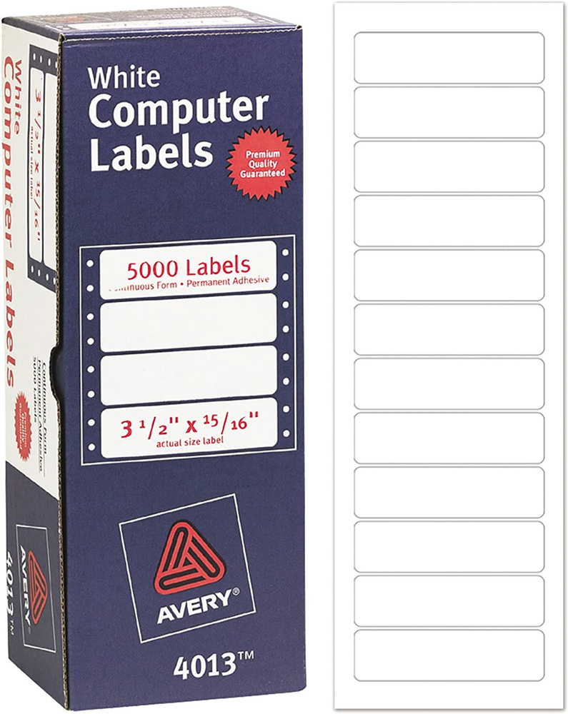 Dot Matrix Printer Address Labels, 15/16" X 3 1/2", White, 5,000 Customizable Bl