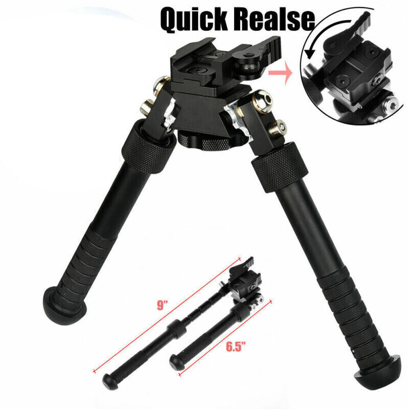 6" to 9"Tactical Adjustable Legs Rifle Bipod spring return for sling swivel stud