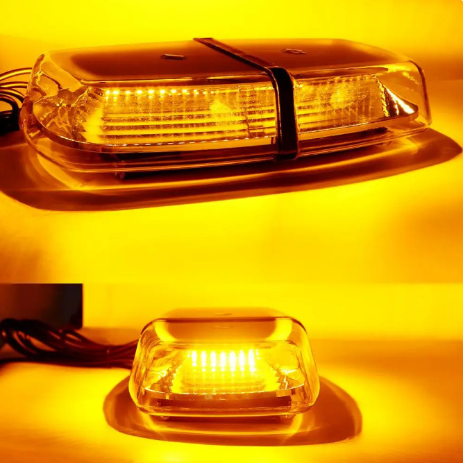 Bolt-on amber LED mini light bar flashing warning beacon 12V 24V + Controller