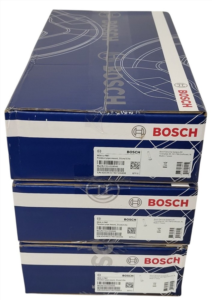 (3 PACK) Bosch NDA-U-PMT Dome Camera 12" Universal Pendant Pipe Mount Extension