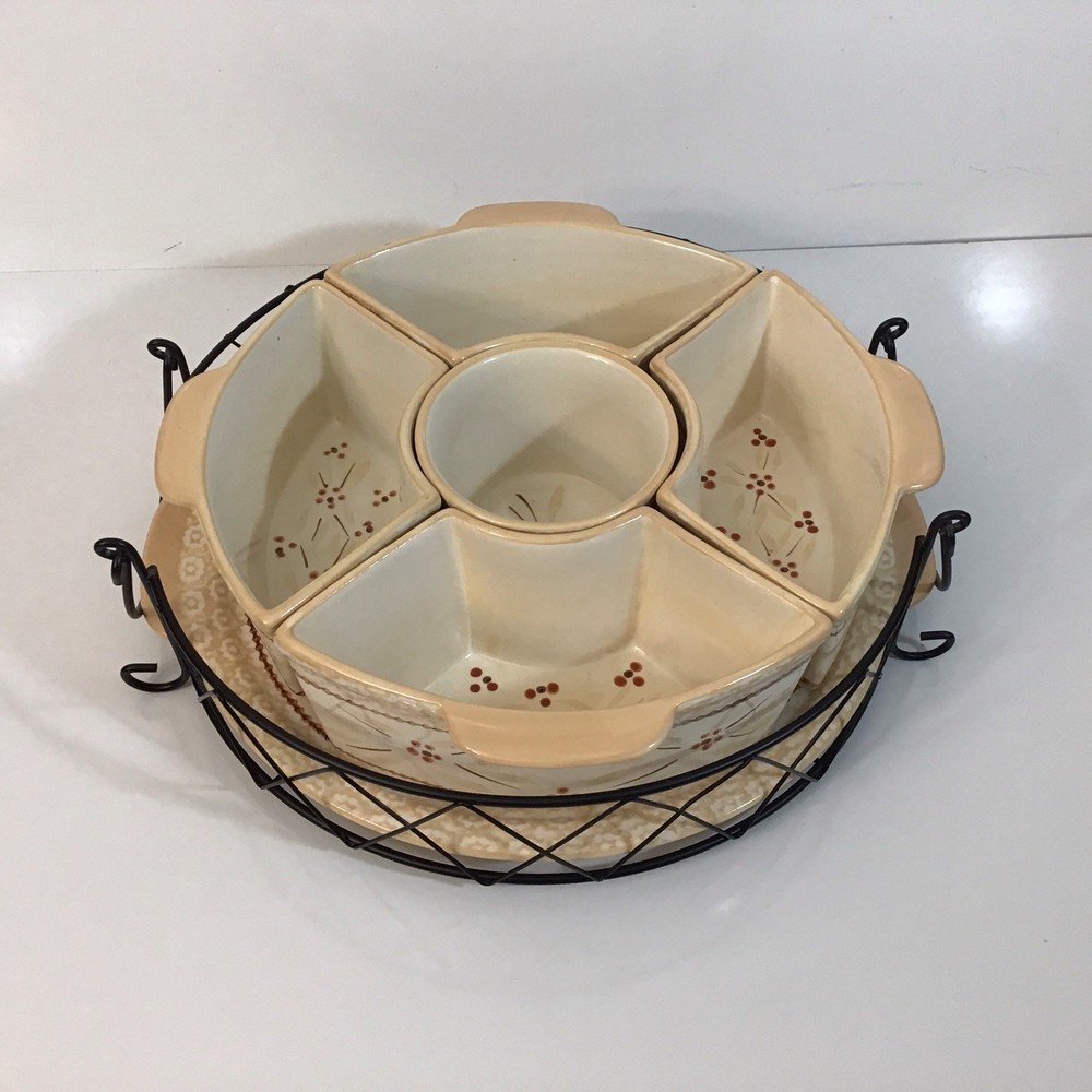 Temptations Old World Chip/Dip Presentable Ovenware by Tara Metal Rack & Platter