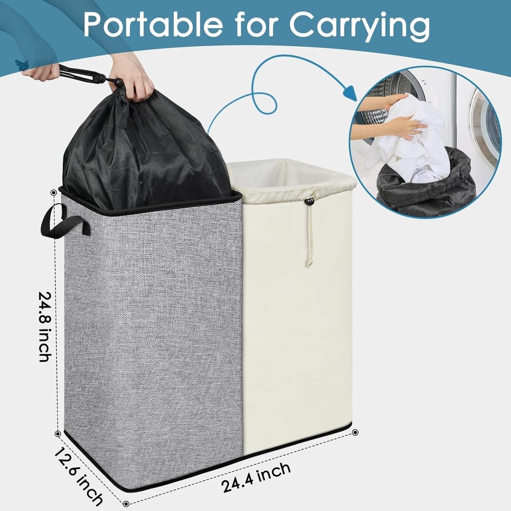 Large Hampers for Laundry 2 Compartment, Double Laundry Hamper 2 section for ...