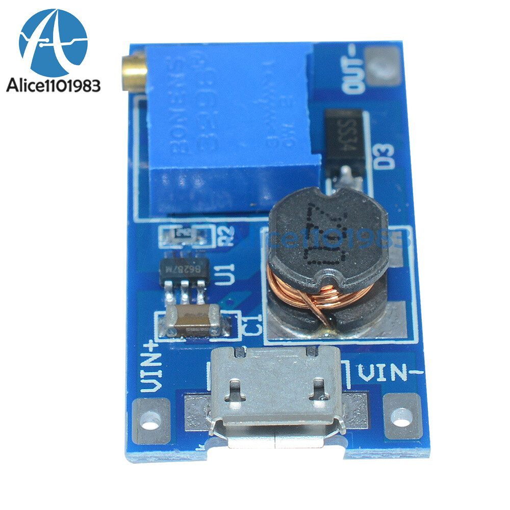 2A Step-up Board MT3608 2V-24V Input DC Boost Converter Module Micro USB/Type-C