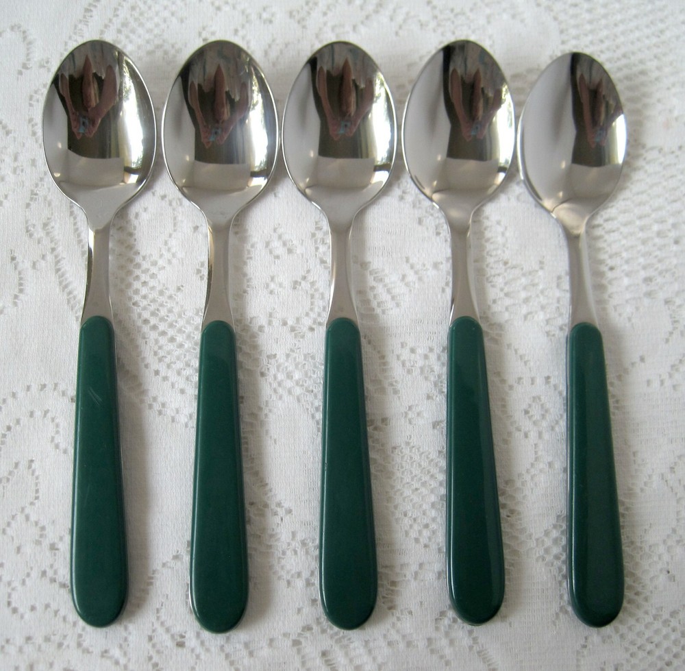 ONEIDA Green Plastic Handle Flatware Lot