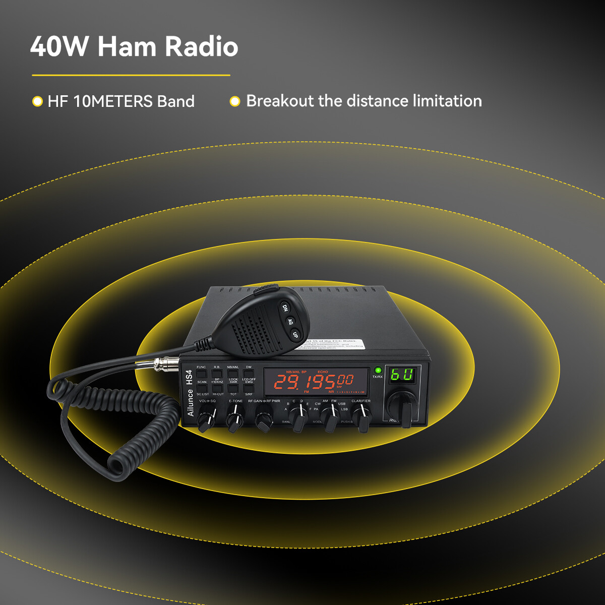 Retevis Ailunce HS4 10 Meter Ham Radio 28.00MHz-29.70MHz PA、CW、AM、FM、USB、LSB
