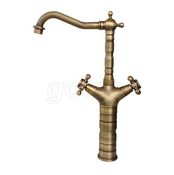 Vintage Retro Antique Brass Swivel Spout Kitchen Sink Faucet Mixer Tap